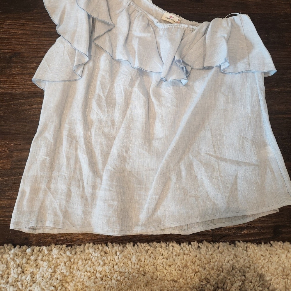 Light Blue Off-Shoulder Ruffle Top